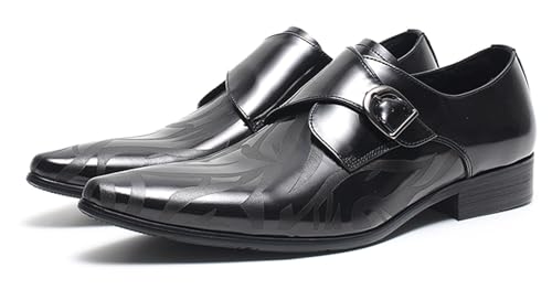 Santimon Men’s Leather Dress Shoes – Monk Strap Loafres with Single Buckle, Cushioned Insole & Slip-Resistant Sole for Business Casual, Wedding & Formal Wear