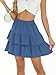 Berydress Mini Skirt for Women High Waisted Flowy Tiered Casual Bohemian A Line Ruffle Summer Trendy Fashion Blue Skirts(XL,2006-Blue)
