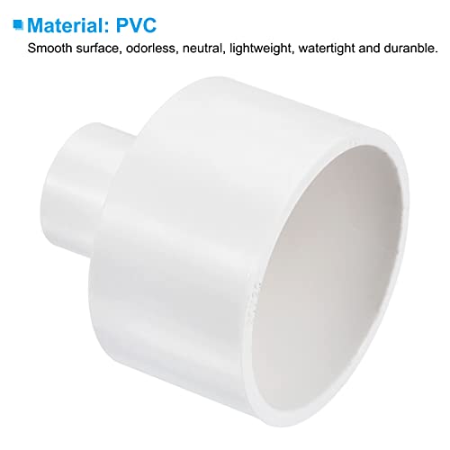 PATIKIL PVC Reducer Pipe Fitting 50mm to 20mm ID, 5 Pack Straight Coupling Adapter Connector, White - Image 4