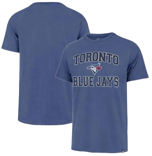 47 Brand MLB Men's Team Color Union Arch Franklin Primary Logo Short Sleeve Baseball T-Shirt - Toronto Blue Jays - Blue - Medium