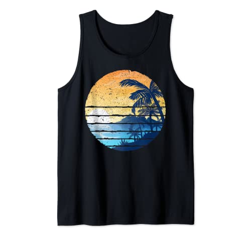 Vacay Mode Beach Mountains Sunset Retro Tropical Summer Tank Top