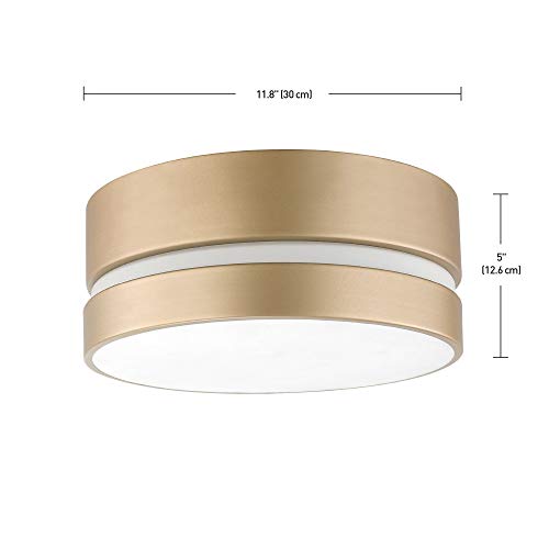 Globe Electric 60754 2-Light Flush Mount Ceiling Light, Soft Gold, Inner Frosted Shade, Ceiling Light Fixture, Light Fixtures Ceiling Mount, Bedroom Lights For Ceiling, Dining Light Fixture #TOP2