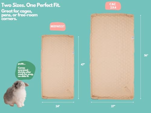 Hopp'd™ HutchLiner 2.0 Premium Guinea Pig Cage Liner Washable Fleece Bedding for Rabbits & Guinea Pigs | Waterproof, Odor Control, Cooling Mat, Anti-Slip Bunny Mat & Pee Pad | Midwest Cages (47x24) image 5