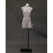 PS-P907W+BS-05BK ROXY DISPLAY Plastic Female Mannequin Torso White Color + Black Rectangle Metal Base