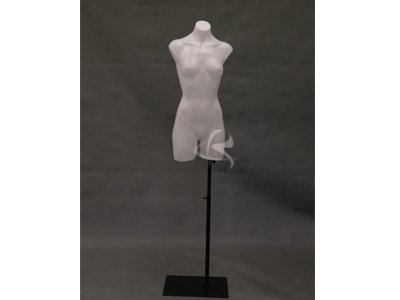 (Ps-P907W+Bs-05Bk) Roxy Display® Plastic Female Mannequin Torso White Color + Black Rectangle Metal Base #TOP19