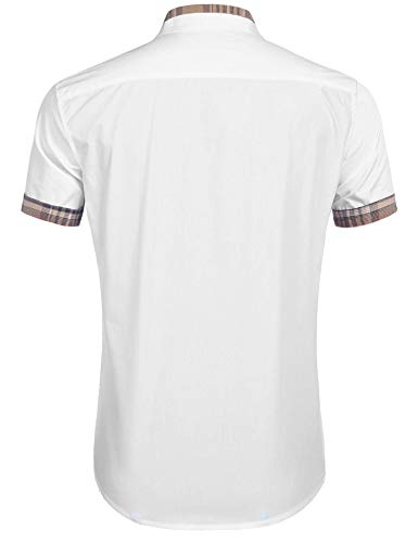 COOFANDY Men's Short Sleeve Dress Shirt Casual Wrinkle Free Plaid Collar Button Down Shirts - Image 6