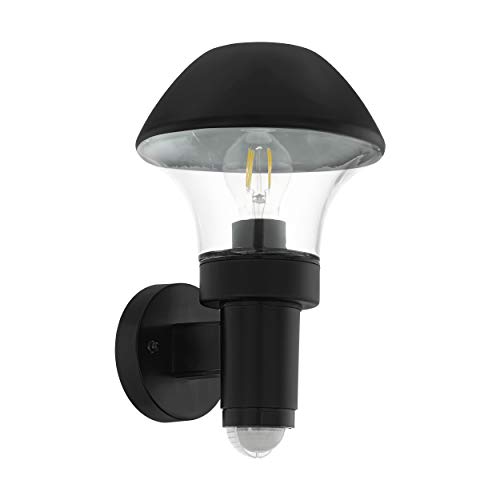 Preisvergleich Produktbild EGLO Außen-Wandlampe Verlucca, 1 flammige Außenleuchte, inkl. Bewegungsmelder, Sensor-Wandleuchte aus verzinktem Stahl und Glas, Farbe: Schwarz, Fassung: E27, IP44