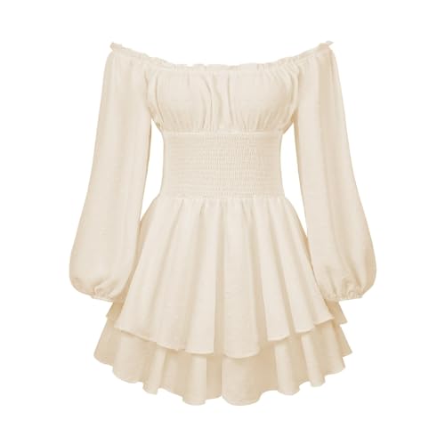 Generisch Piratenkostüm Damen - Strampler Mittelalter Partykleid Off Shoulder Karneval Rüschenkleid Elegant Trägerloses Piratenkostüm Sexy...