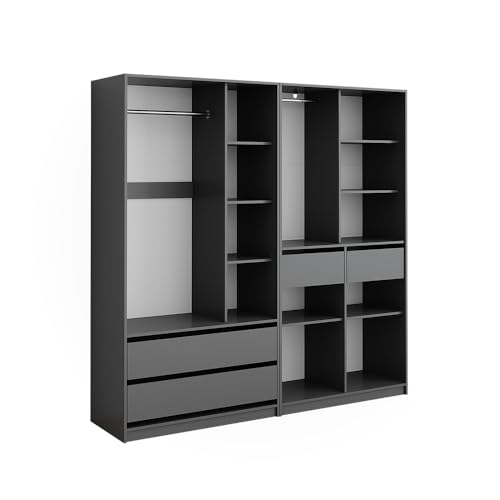 Vicco Kleiderschrank Elmo, Anthrazit, 200 x 200 cm 2er Set, für...
