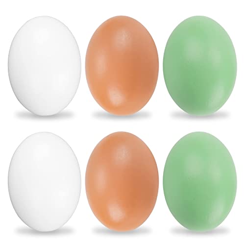 YunKo 6Pcs Wooden Fake Nest Eggs Easter Eggs for Craft Get hens to Lay Eggs 3 Colors