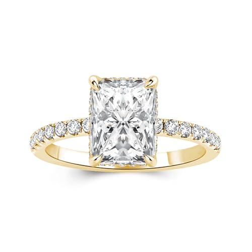 1.5 Carat Radiant Cut Moissanite Engagement Ring for Women, S925 Sterling Silver, D Color VVS1 Lab-Created Moissanite Promise Ring