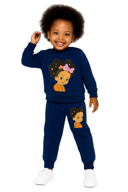Image of Kids Cartoon Print Sweatshirt and Joggers Set | 2-Piece Winter Outfit for Boys & Girls | Soft, Warm & Comfortable Tracksuit | Perfect Winter Wear (Size) Colour