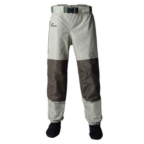 8 Fans - 8 Fans Mens Womens Waist Waders,3-Ply Durable Breathable Waterproof Stockingfoot Insulated Wading Pants for Fishing Kayaking (Khaki, X-Large)