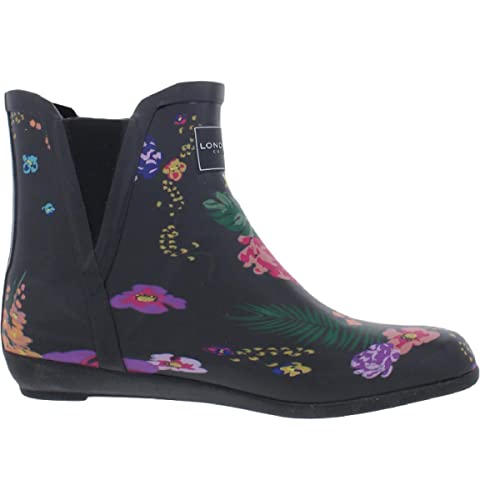 London Fog Womens Piccadilly Rain Boot Black/Floral 8 M Us #TOP4