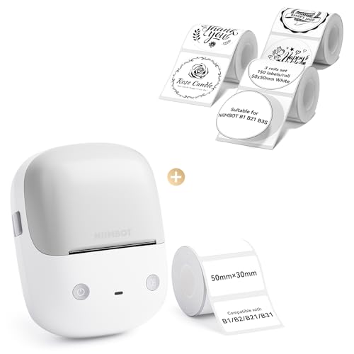 Image of NIIMBOT B2 Label Maker(Gray White) Machine with 4 Rolls Label Tape for Home Kitchen Office Coffee Shop Bakery Organization