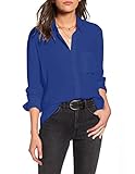 Hotouch Womens Casual Stripe Button Down Shirts Slim Fit Long Sleeve Button Up Shirt Chiffon Blouse...