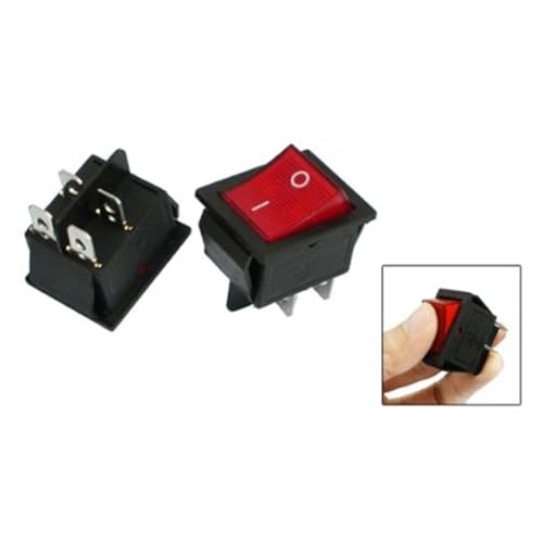 Interruptor KCD4 rectangular de balancín rojo ON-OFF de 16A 250V para cuadros eléctricos 3