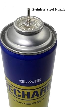 Image of Universal Lighter Gas Refill Can, Butane Gas Cylinder with Steel Nozzle & Adapters, Refillable Fuel for Cigarette Lighters, Kitchen Torch & Candle Lighters (500ml)