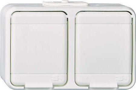 Prise double Elso Aquatop 445404 horizontale 16A étanche gris