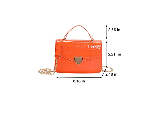 SHUIANGRAN Crossbody Bags for Women Leather Quilted Shoulder Bag Top Handle Clutch Handbag, Cute Shoulder Purse Orange2
