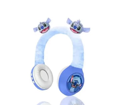 MSN-810 Kids Bluetooth Wireless Stitch fluffy Headphone 3D Ears Kids Over Ears Headset Soft Ear Pads wireless headphone for Girls and Boys Xmas