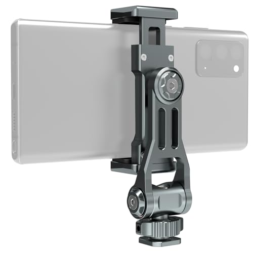 Leaplumin Aluminum Phone Mount for Camera Hot Shoe | 360° Adjustable Smartphone Holder with 2 Cold Shoe Mounts | Universal Compatible with iPhone...