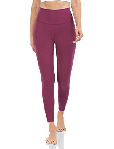 Heynuts Pure&Plain 7/8 High Waisted Leggings For Women, Hawthorn Athletic Compression Tummy Control Yoga Pants 25'' Vintage Plum S(4/6) #TOP2