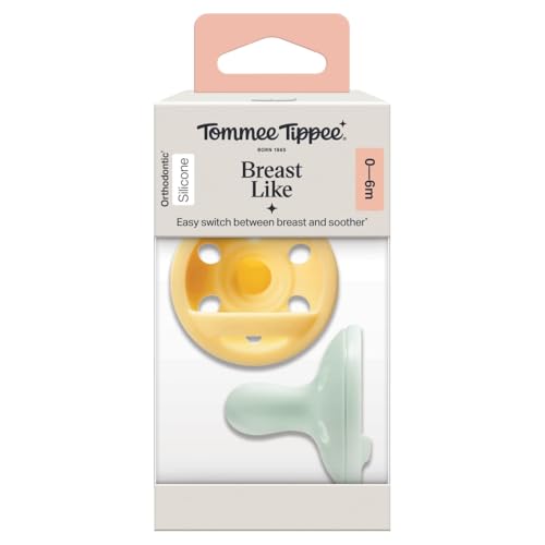 Tommee Tippee Breast-like Soothers, 0-6m, 2-pack, Symmetrical Silicone Teat