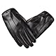 GWAWG Mens Leather Gloves,Driving Gloves,Touch Screen Winter Gloves with Inner Fleece Black Faux Leather Mittens for Cold weather Outdoor Driving (thin, one size)