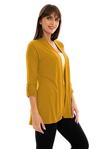 Image of Loxdonz Women's Open Front Cardigans Casual 3 /4 Sleeve Cardigan Soft Lightweight Top