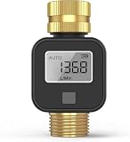 FIRE BULL Digitaler Wasserzähler, 4‑Modi Wasserverbrauch‑Durchflussmesser, Messinggewinde für Gartenschlauch