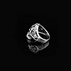 Jewellery Pit - Handmade Gothic Biker Sterling Silver Skull Men's Ring with Ring and Silver Polishing Cloth Gift - Mens Skull Biker Ring (X 1/2) #4
