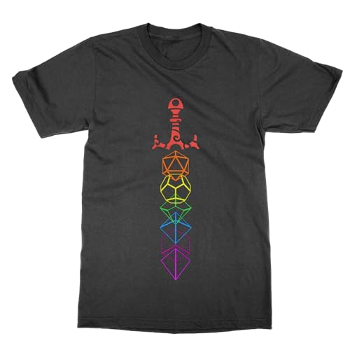 T-shirt LGBT Rainbow Dice Sword idéal pour vos soirées de jeux et conventions