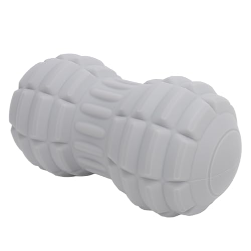 Jiawu Bola de Masaje Vibratoria de maní, Bola de Masaje Eléctrica de Doble Lacrosse TPE con 4 Intensidades, Rodillo Muscular para Liberación Miofascial y Recuperación Muscular (GRAY)