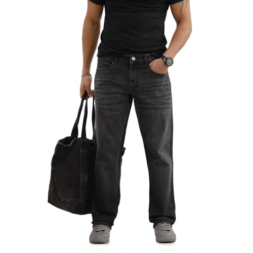 Image of WROGN Men's Stretch Denim Jeans | Straight Fit | Casual Style | Mid Rise