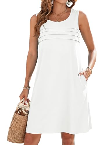Image of CHICGAL Womens Summer Dresses Casual Loose Pleated Front Tshirt Sleeveless Tank Sundresses with Pockets 2026
