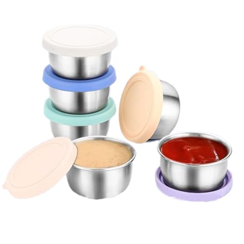Envase Para Salsa,6 Unidades Recipiente Salsas Acero Inoxidable - Tazas Reutilizables Antifugas Para Salsa En Oficina, Picnic Y Viaje