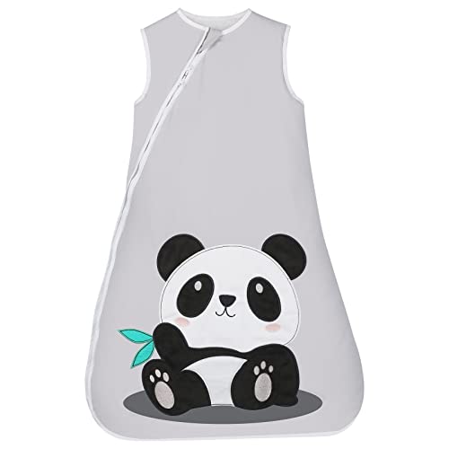 Lictin Gigoteuse pour Bébé - 1.0 TOG Gigoteuse Été Printemps sans Manches, Motif Panda Gigoteuse Naissance Coton Légère pour 3 à 18 Mois Garçons Filles, Turbulette Longueur Ajustable 63-83cm
