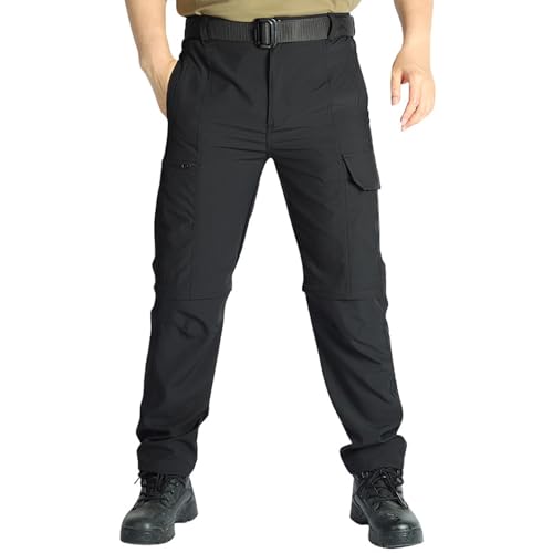 Mens Hiking Convertible Pants with Zipper Pockets Quick Dry Waterproof Fishing Safari Cargo Pants Camping Outdoor
