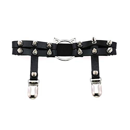 Alisikee 2Pcs Cat Leg Garter With Clips, Elastic Adjustable Thigh Garters Belt For Women, Black #TOP6