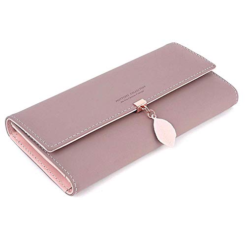 Preisvergleich Produktbild chunnron geldbörse Damen Leder geldbörse Damen Netter Mädchen-Geldbeutel Brieftasche mit großer Kapazität Elegante Damen Walle Kinder-Geldbörse Bean red