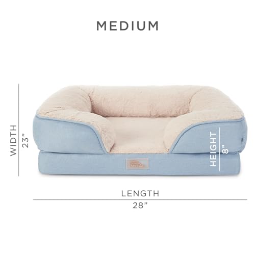 CuddleTown Medium Blue Solid Bolster Pet Bed, Supportive & Calming
