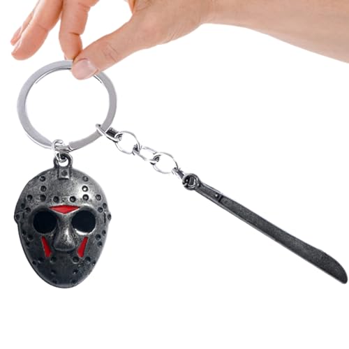 Zankie Llavero de película de terror Jason Voorhees Collar de machete Regalo para fanáticos de la película Joyería de terror de los años 80 para mujeres y hombres Regalo de joyería de Halloween