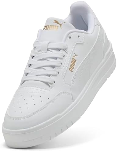 PUMA Unisex Yetişkin Shuffle Downtown Spor Ayakkabı PUMA White-PUMA White-Gold 42.5 - Görsel 6