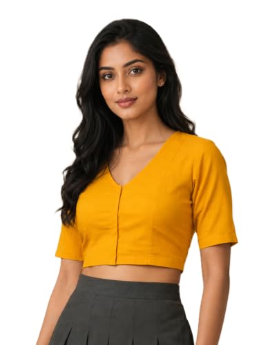 Image of Yash Gallery Women's Rayon Lycra Front Open Hook Stretchable Blouse