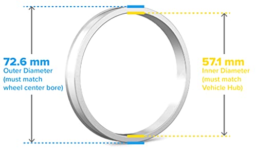 Image of STANCEMAGIC Hubcentric Rings (Pack of 4) - 57.1mm ID to 72.6mm OD - Silver Aluminum Hubrings - for 57.1mm Hubs and 72.6mm Wheels - Compatible with Audi Volkswagen VW BMW Chrysler Dodge Pontiac