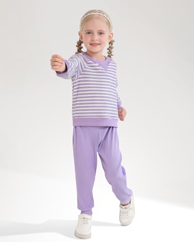 SANMIO Toddler Baby Girl Clothes Toddler Outfit Cute Striped Sweatshirt Tops + Pants Set Fall Winter Clothing For Girls3