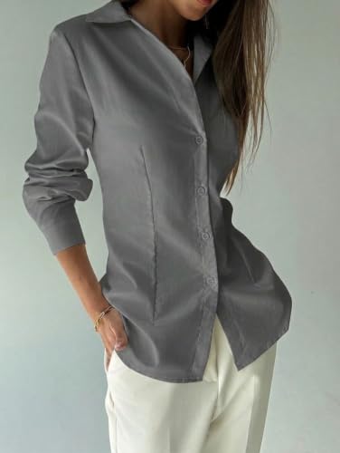 Image of OOMPH! Women Solid Cotton Shirt with Back Tie-Up Detail | Corset Style | Cinched Waist Shirt | Cotton Formal Shirt