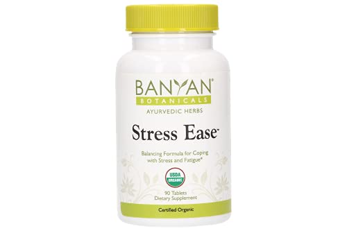 Banyan Botanicals Stress Ease – Organic Herbal Supplement with Ashwagandha – for Stress Relief, Fatigue, Rejuvenation & a Healthy Immune System* – 90 Tablets – Non-GMO Sustainably Sourced Vegan