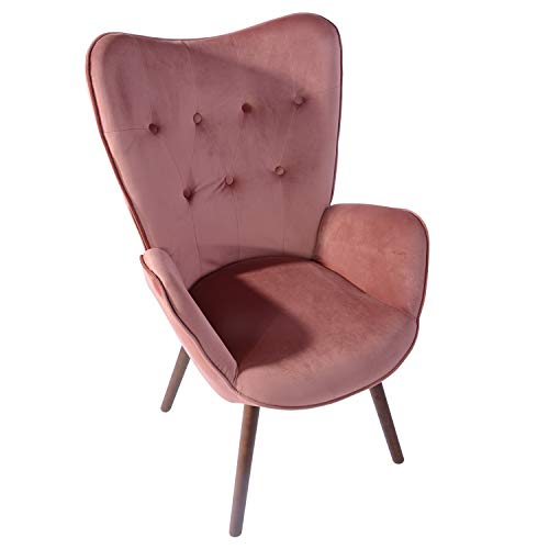 Poltrona Rosevera Gustavo In Velluto Beige Perlato | Sedia Da Lettura Con Schiuma Alta Densità | Design Ispirato Vittoriano